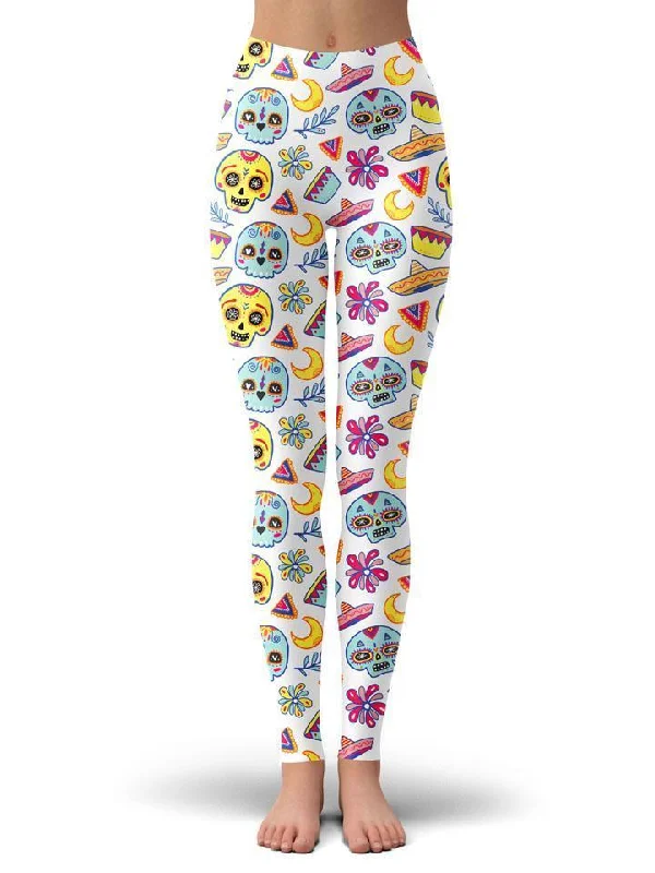 Final Markdown Dia Muertos White Leggings