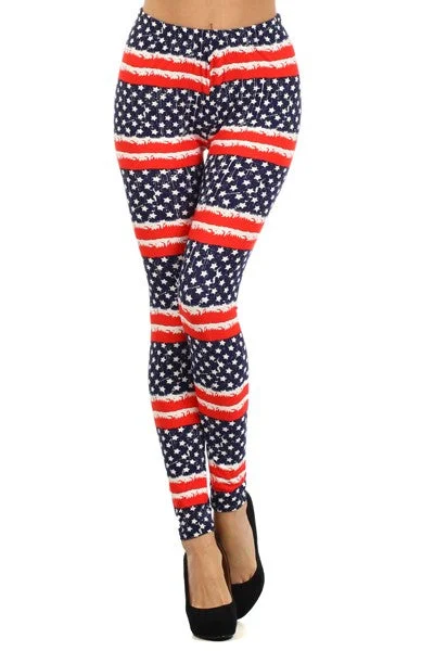 TIME-Limited Offer Distressed Flag Peach Skin Leggings
