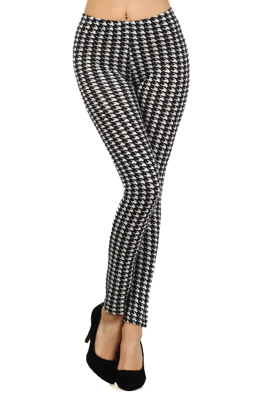 Midnight Madness High Waisted Houndstooth Printed Leggings
