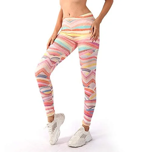 Exclusive Access Middle Waisted Seamless Workout Leggings - Women’s Mandala Printed Yoga Leggings, Tummy Control Running Pants (Rainbow Waves, One Size) Exclusive Access Middle Waisted Seamless Workout Leggings - Women’s Mandala Printed Yoga Leggings, Tummy Control Running Pants (Rainbow Waves, One Size)