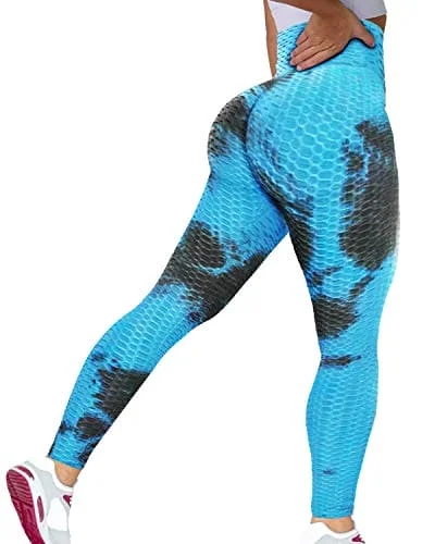 Super Sale Murandick Textured Leggings for Women Scrunch High Waist Textured Yoga Workout Pants - Blue Pattern Super Sale Murandick Textured Leggings for Women Scrunch High Waist Textured Yoga Workout Pants - Blue Pattern