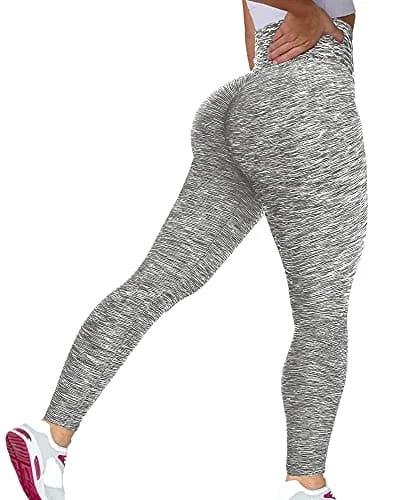 Savings Galore Murandick Textured Leggings for Women Scrunch High Waist Textured Yoga Workout Pants - Grey White Savings Galore Murandick Textured Leggings for Women Scrunch High Waist Textured Yoga Workout Pants - Grey White