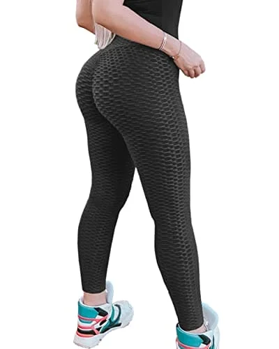 Unmissable Offer Murandick Textured Leggings for Women Scrunch High Waist Textured Yoga Workout Pants - Black Unmissable Offer Murandick Textured Leggings for Women Scrunch High Waist Textured Yoga Workout Pants - Black