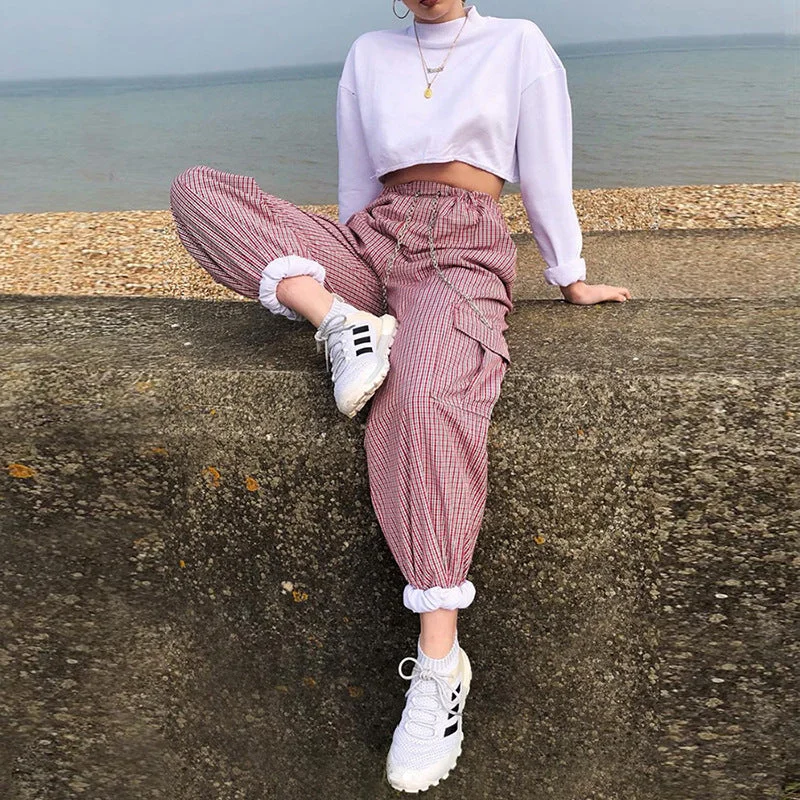 Final Sale New autumn women's wear striped chain multi-bag leggings and leisure trousers Final Sale New autumn women's wear striped chain multi-bag leggings and leisure trousers