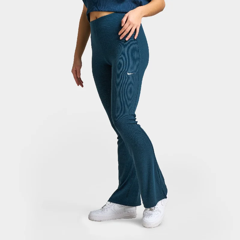 New Markdowns Nike Sportswear Women's Tight Mini-Rib Flared Leggings Armory Navy / Sail