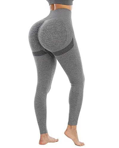 Online Only NORMOV Butt Lifting Workout Leggings for Women, Seamless High Waist Gym Yoga Pants Dark Grey
