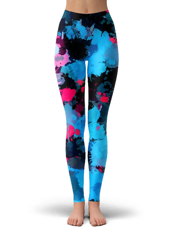 Can't Miss Pink and Blue Paint Splatter Leggings