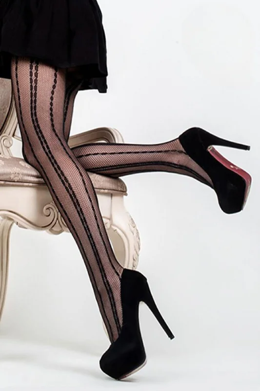 Final Markdown Plus Size Dotted Lines Fishnet Tights