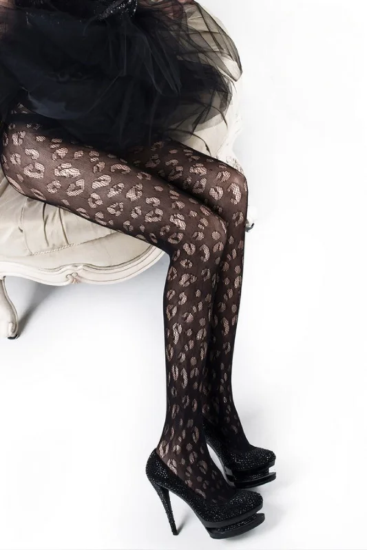 Hurry In Plus Size Kiss Me Leopard Print Fishnet Tights