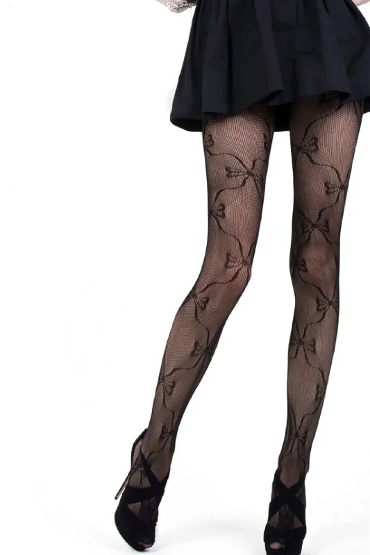 Discount Deals Plus Size Wrapped in Ribbons and Bows Fishnet Tights