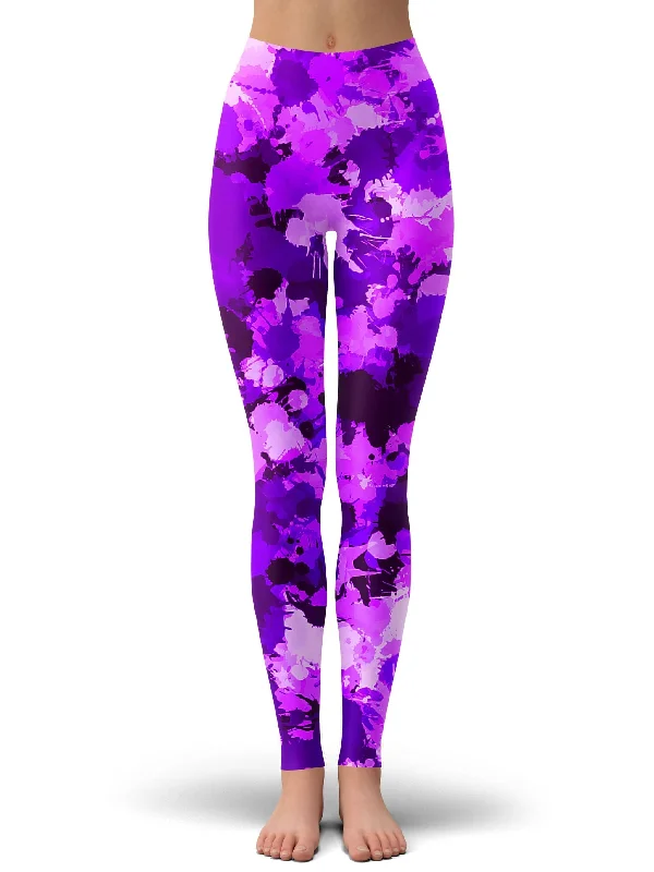 New Markdowns Purple Paint Splatter Leggings