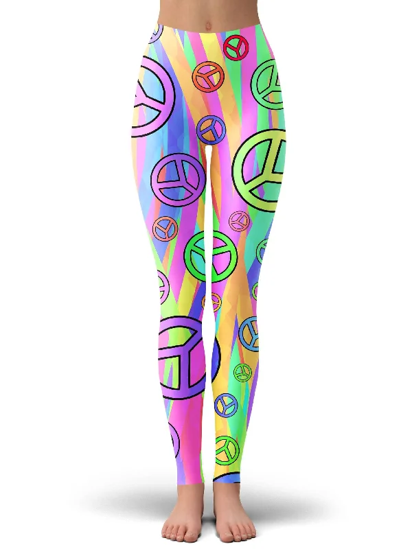 Deal Mania Retro Peace Symbol Leggings