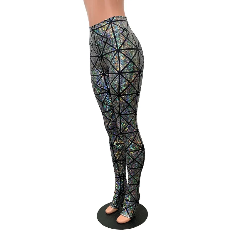 Exclusive Offers Silver Glass Pane Holographic Stirrup Leggings