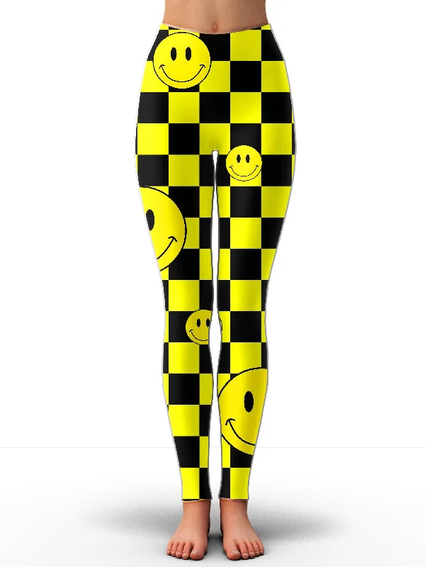 Year-End Sale Smile Checkerboard Leggings