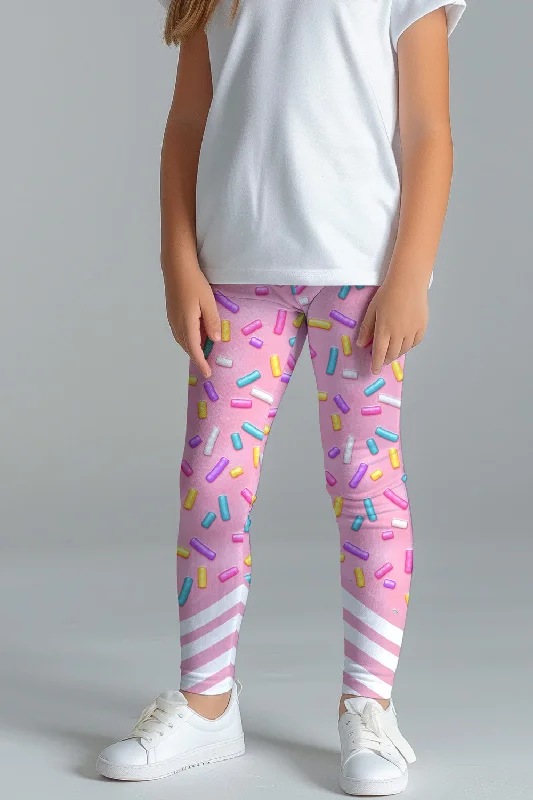 Year-End Sale Sugar Baby Lucy Pink Candy Print Cute Summer Leggings - Kids