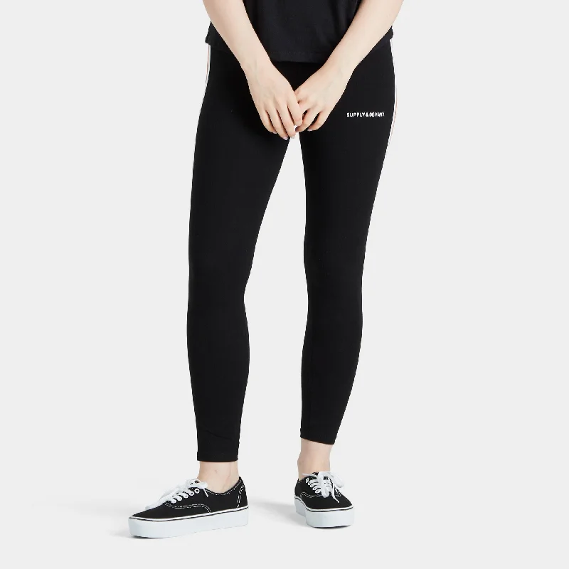 Deep Discounts Supply & Demand Women's Athletic Stripe Leggings / Black