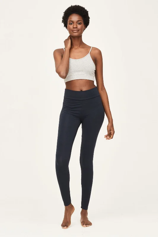 Take Advantage Thought Essential Bamboo Organic Cotton Thick Leggings in Midnight Navy