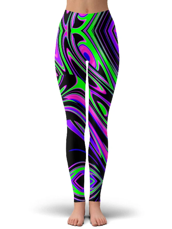 Epic Deals Violet and Lime Blackout Drip Leggings