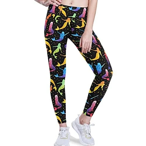 Final Sale visesunny High Waist Yoga Pants with Pockets Rainbow Mermaid Underwater World Tummy Control Workout Running Yoga Leggings for Women Final Sale visesunny High Waist Yoga Pants with Pockets Rainbow Mermaid Underwater World Tummy Control Workout Running Yoga Leggings for Women