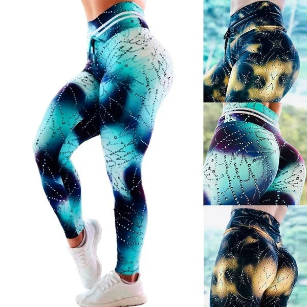 Shop and Save Wind drop print yoga pants women's casual
