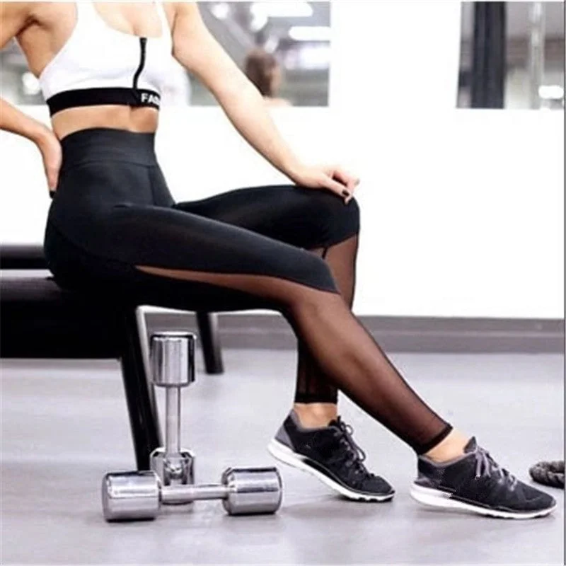 Exclusive Online Offer Women Fitness Leggings Running Tulle Perspective Trousers