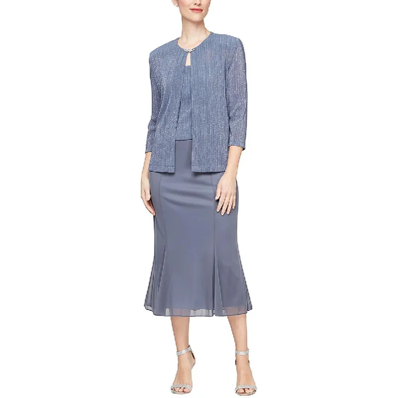 Incredible Offers Alex Evenings Womens Metallic Jacket Two Piece Dress