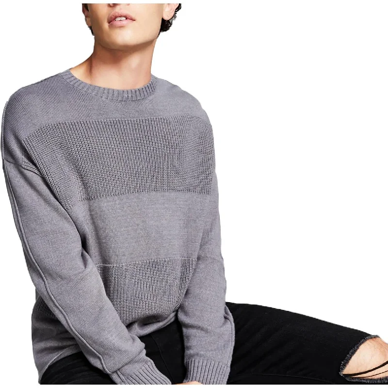 Huge Savings And Now This Mens Crewneck Mixed Media Pullover Sweater