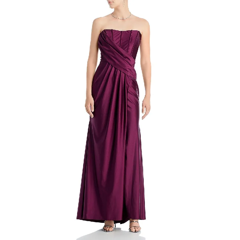 Instant Discount Aqua Womens Satin Strapless Evening Dress