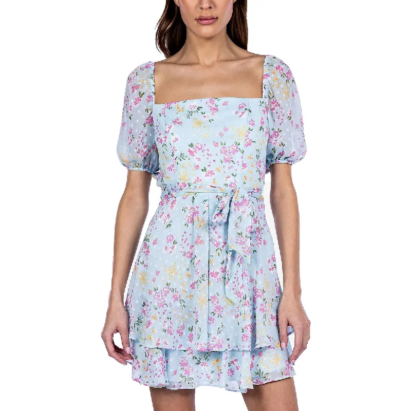 Special Discount B. Darlin Womens Juniors Ruffled Short Fit & Flare Dress