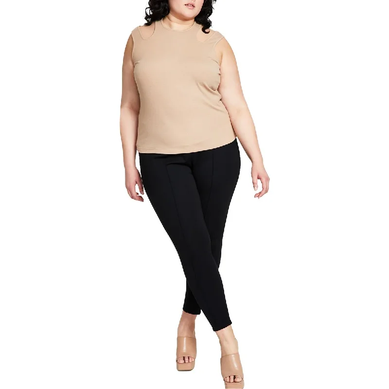 Unbeatable Prices Bar III Womens Plus Ribbed Cut-Out Shoulder Pullover Top