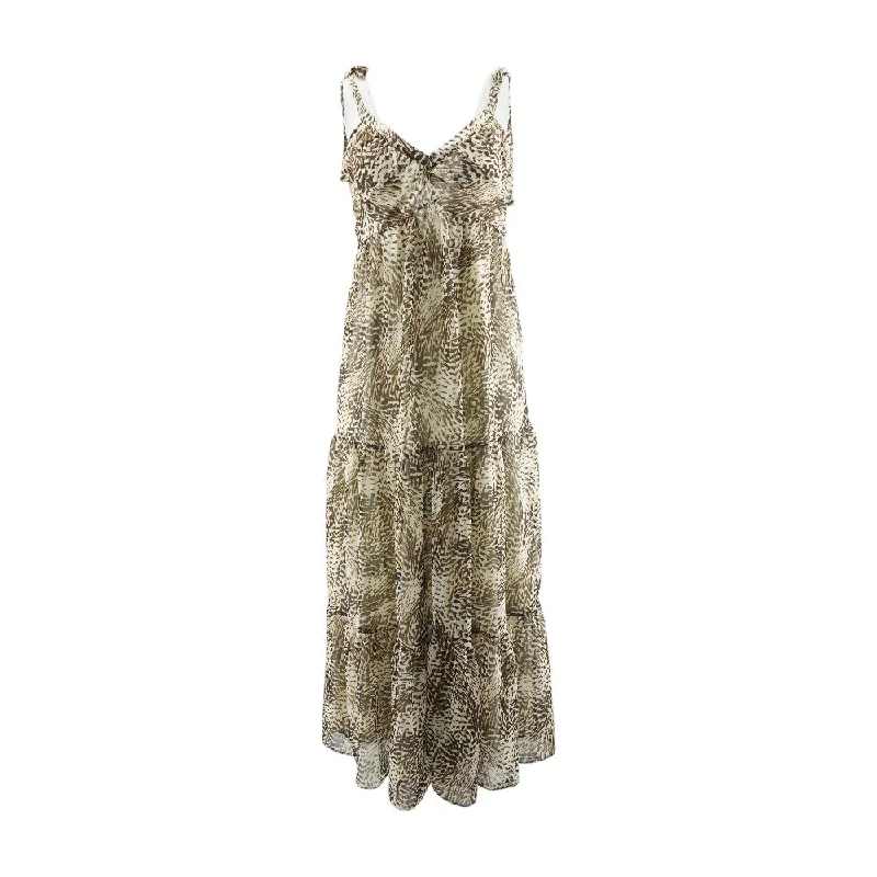 Flash Deals Beige Animal Print Midi Dress