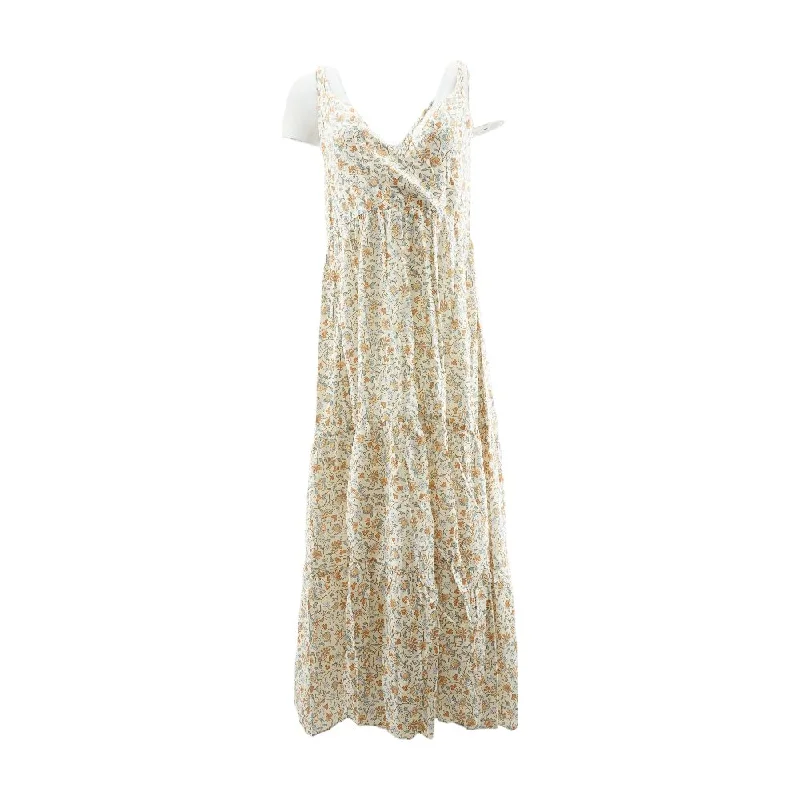 Huge Discounts Beige Floral Maxi Dress