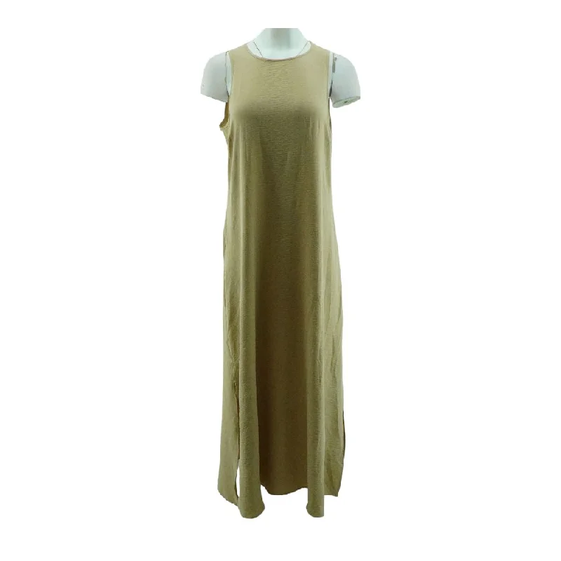 Super Deal Beige Solid Maxi Dress