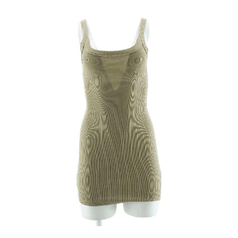 Markdown Madness Beige Solid Mini Dress