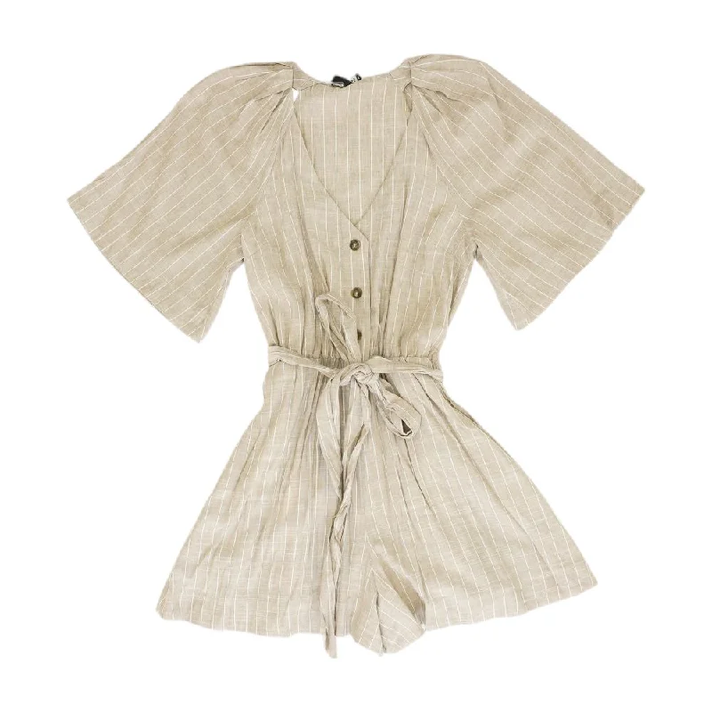 Limited Time Discount Beige Striped Romper
