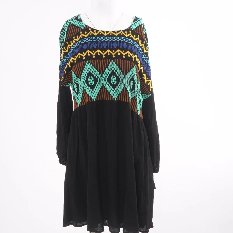 New Markdowns Black Embroidered Detail Midi Dress