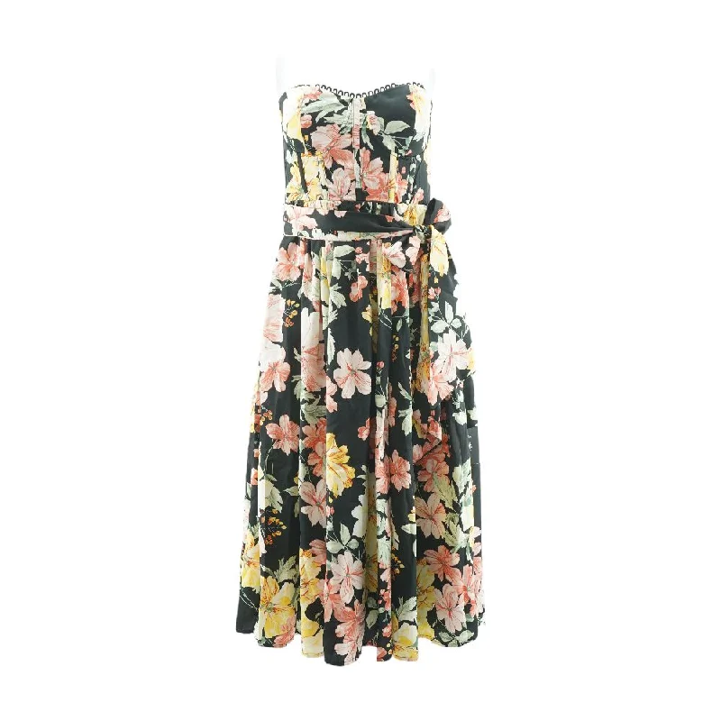 Deal Mania Black Floral Midi Dress