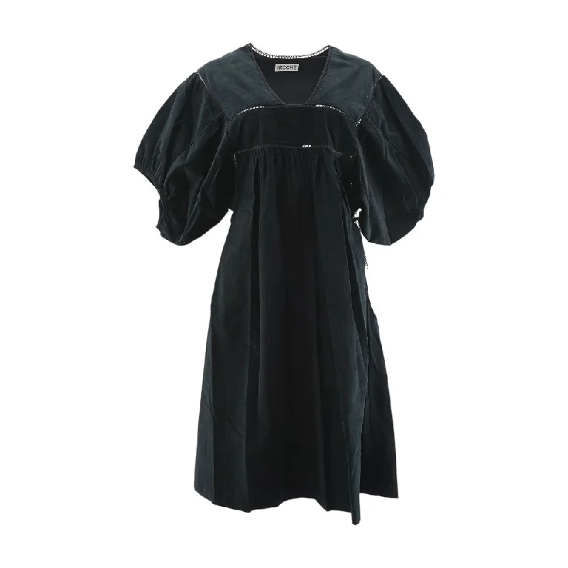 Savings Spectacular Black Solid Midi Dress