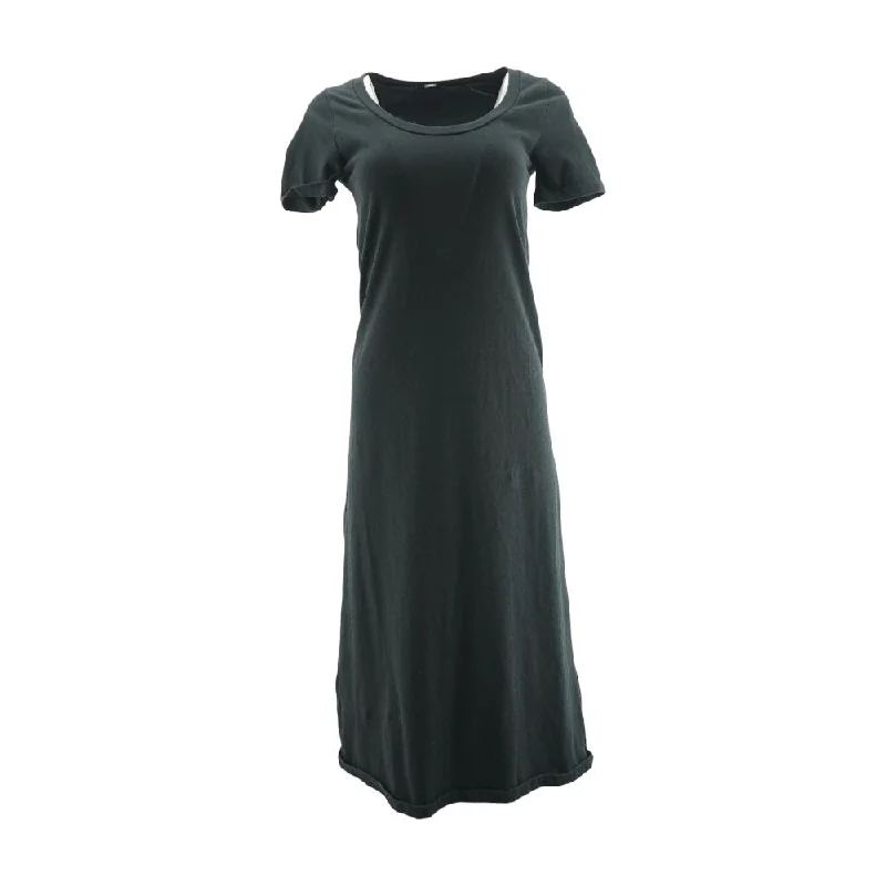 Value Deals Black Solid Midi Dress