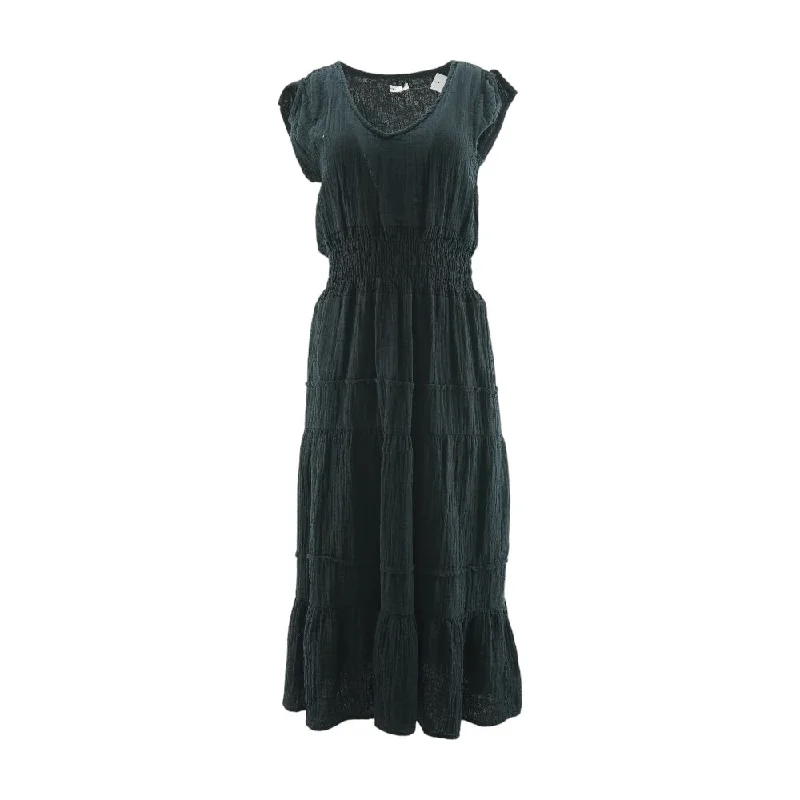 Friends and Family Sale Black Solid Midi Dress