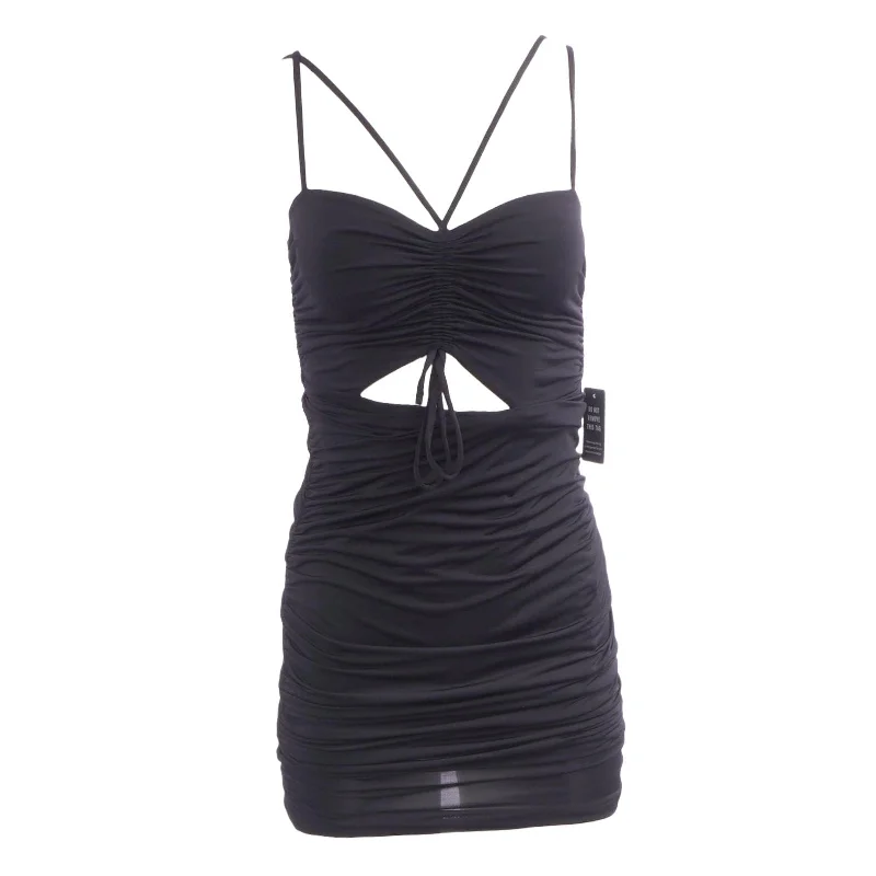 Crazy Savings Black Solid Midi Dress