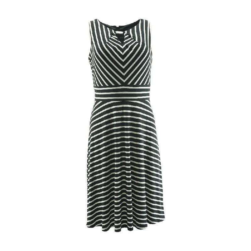 Final Sale Black Striped Midi Dress