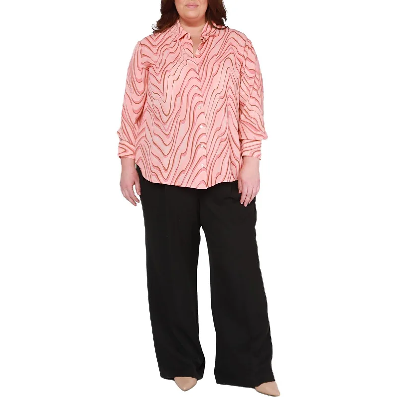 Clearance Event Black Tape_ Womens Plus High Rise Pleated Wide Leg Pants