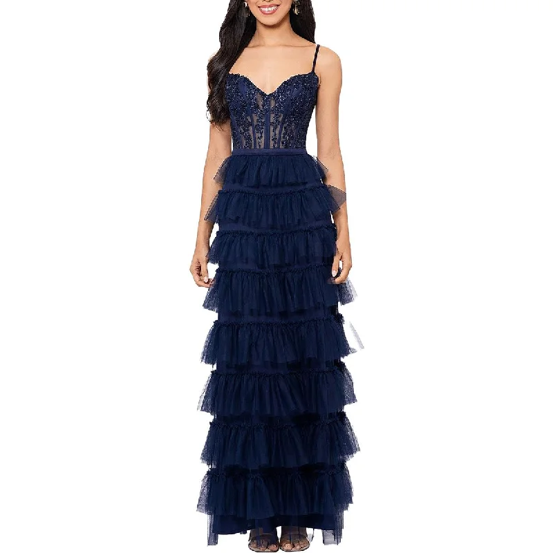 New Deals Blondie Nites Womens Juniors Corset Seamed Maxi Evening Dress