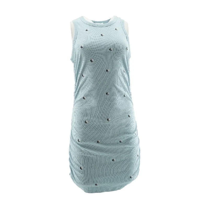 Customer Appreciation Sale Blue Embroidery Detail Mini Dress