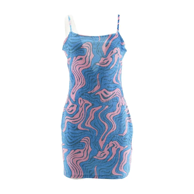 Deal Explosion Blue Graphic Midi Dress