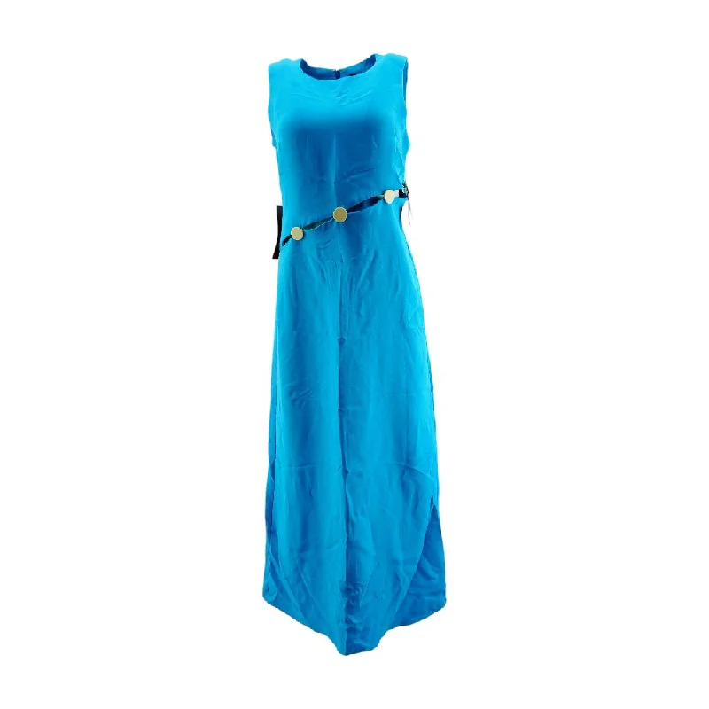 Price Slash Blue Solid Maxi Dress
