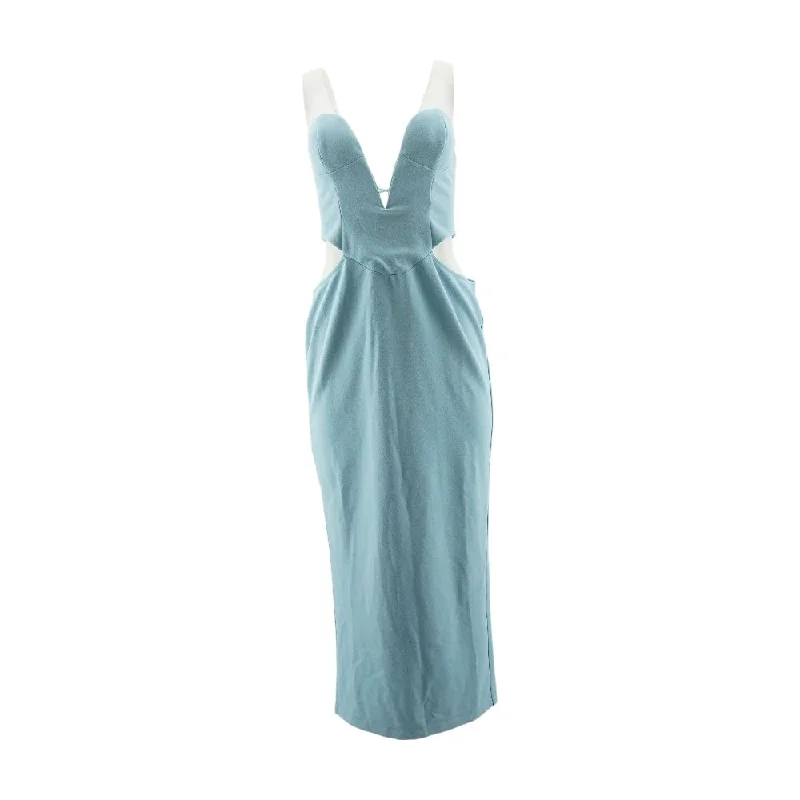 Don't Miss Blue Solid Midi Dress