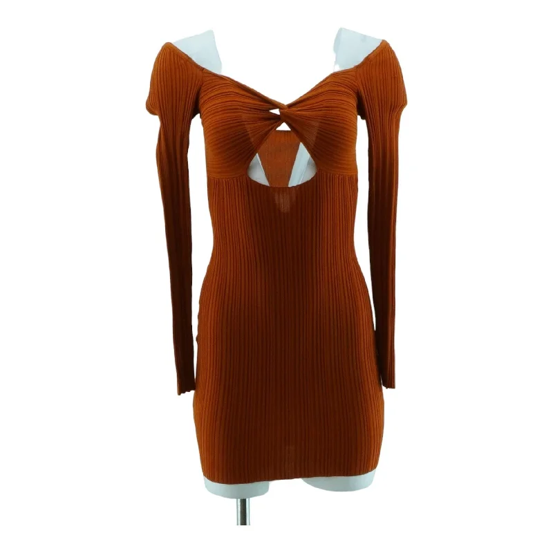 Flash Sale Brown Solid Mini Dress