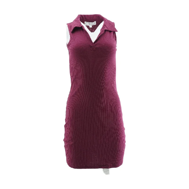 Shop and Save Burgundy Solid Midi Dress
